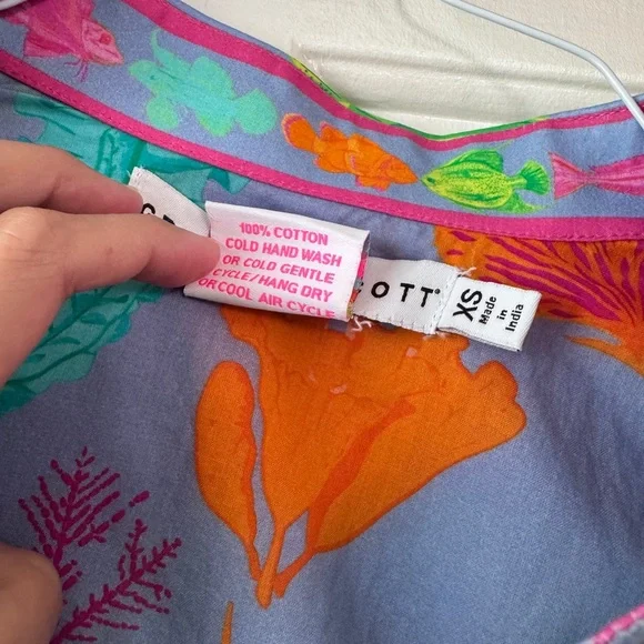 Gretchen Scott Boyfriend Shirt Sea Sway Fish button up shirt